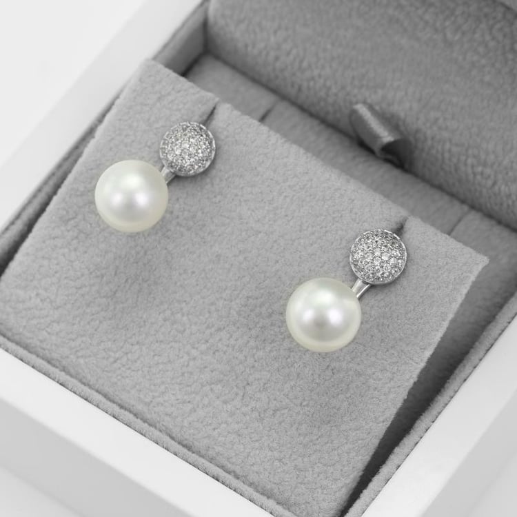 Perlové náušnice so zirkónmi 2v1 50446