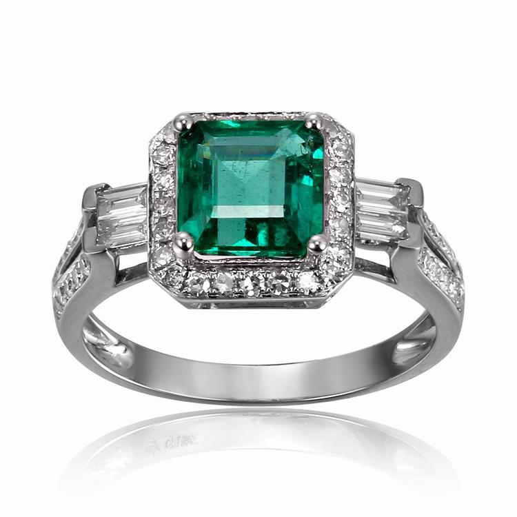 Smaragdový zlatý prsteň s diamantmi 5080