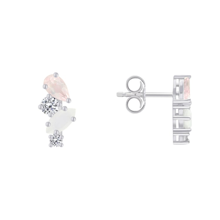 Náušnice s mesačným kameňom, růženínom a topásmi 71819