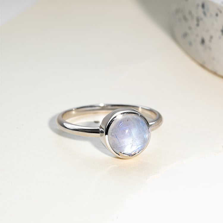 Zlatý prsteň s cabochon mesačným kameňom Leman 123795