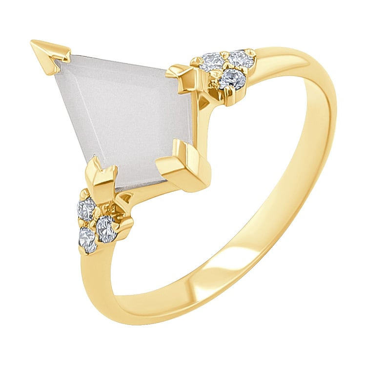 Prsteň s mliečnym mesačným kameňom Floki