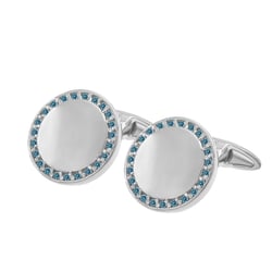 Platinové manžetové gombíky s modrými diamantmi Tanzy