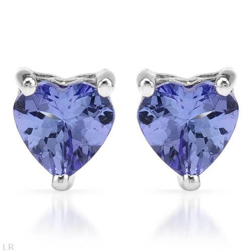 Náušnice v tvare srdca s tanzanitmi
