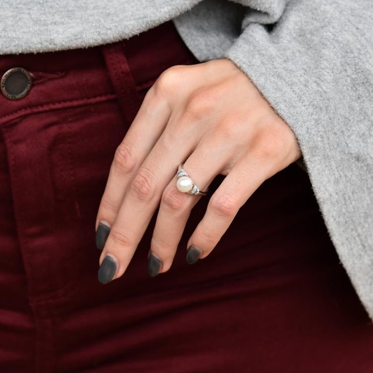 Perlový prsteň zo zlata s diamantmi Getla 30540