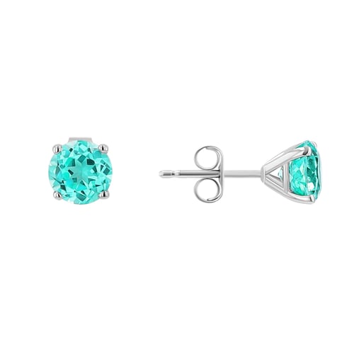 Zlaté náušnice s okrúhlym lab-grown paraiba turmalínom Eloa