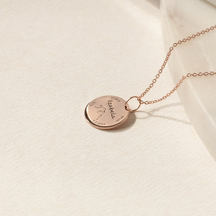 Strieborný novorodenecký prívesok s gravírom vašej voľby Grace 138876