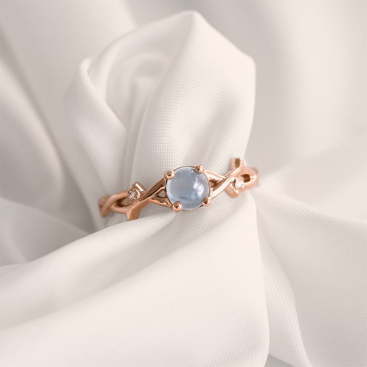 Prsteň s cabochon akvamarínom a diamantmi Lanayn 120017