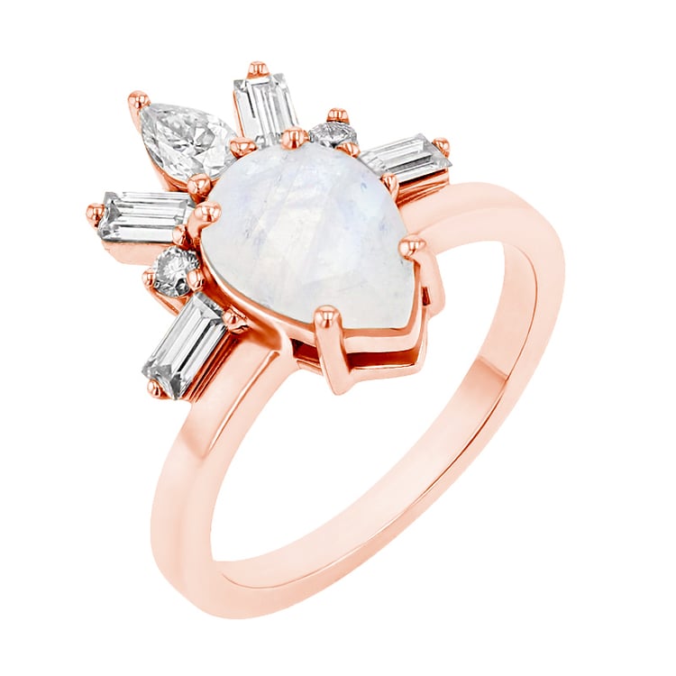 Zásnubný prsteň s mesačným kameňom z ružového zlata 75133