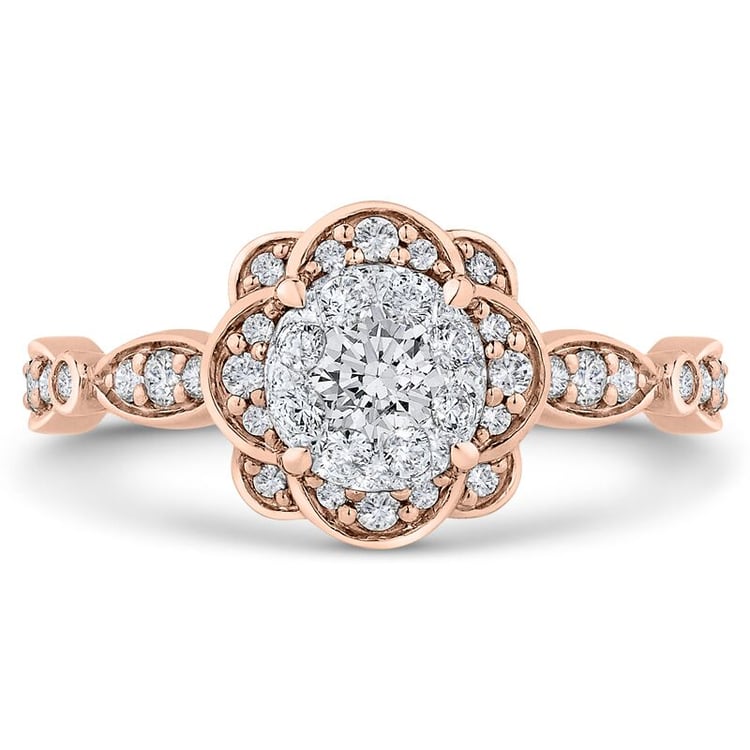 Zásnubný prsteň s moissanitovým kvetom 66130