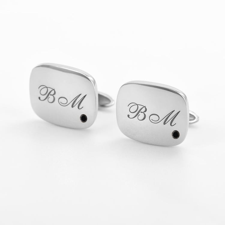 Manžetové gombíky s diamantmi a s gravírom 46434