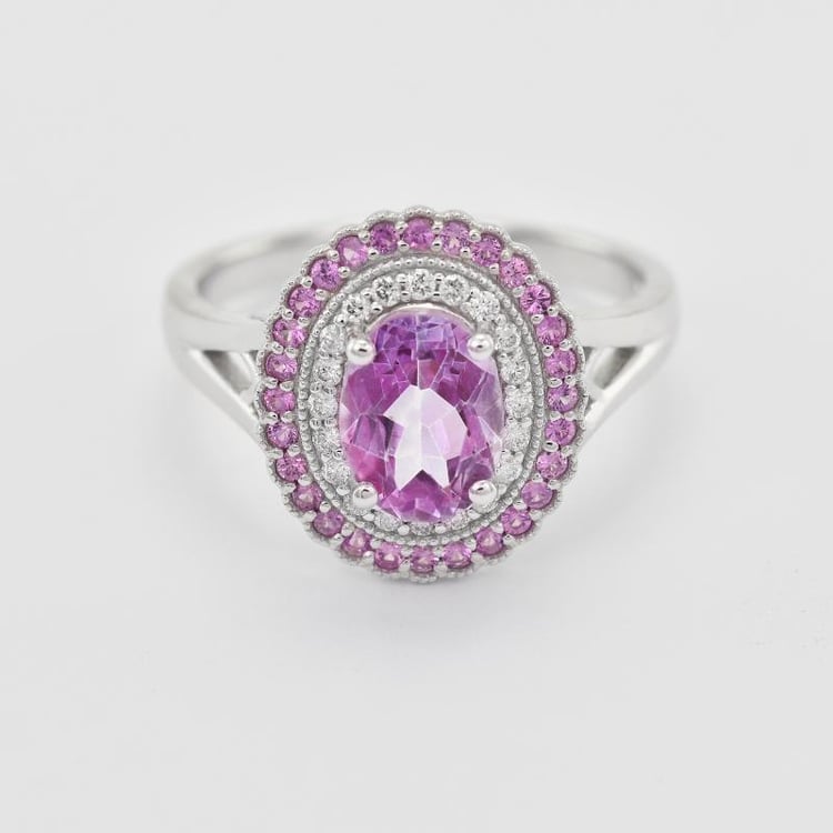 Topásový prsteň s diamantmi a zafírmi 25371