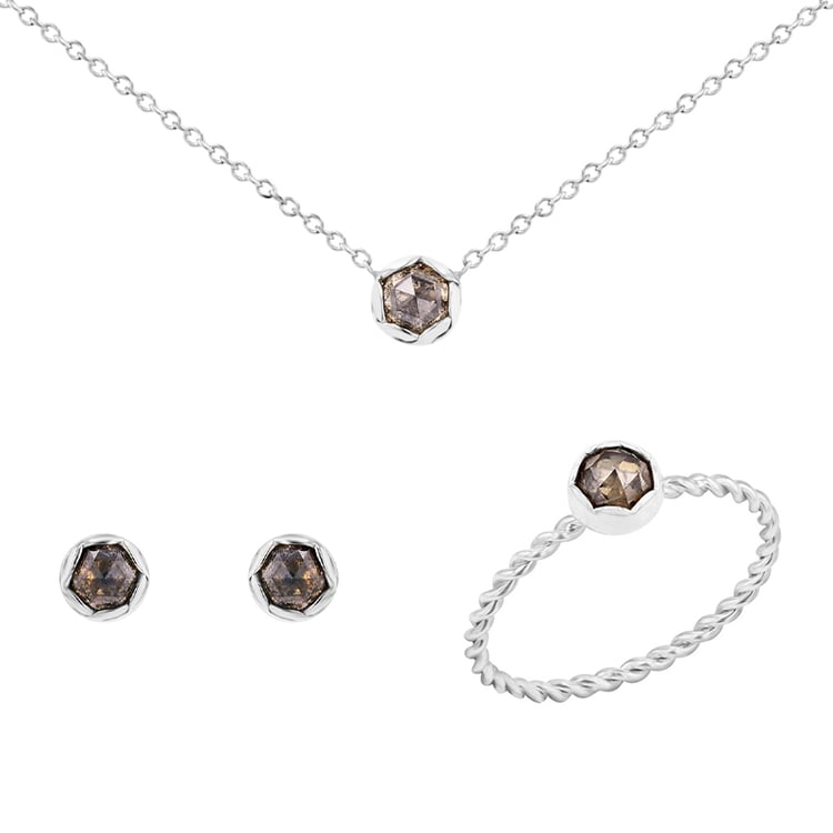 Vintage kolekcia šperkov so salt and pepper diamantmi Kirk 100139