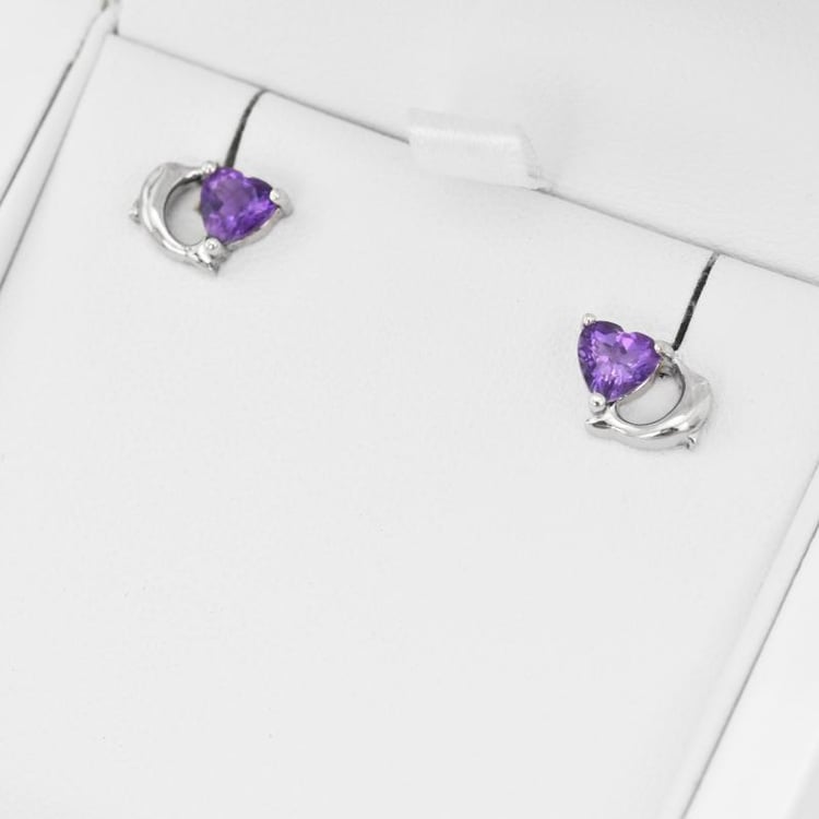 Náušnice zo striebra s ametystmi 20448