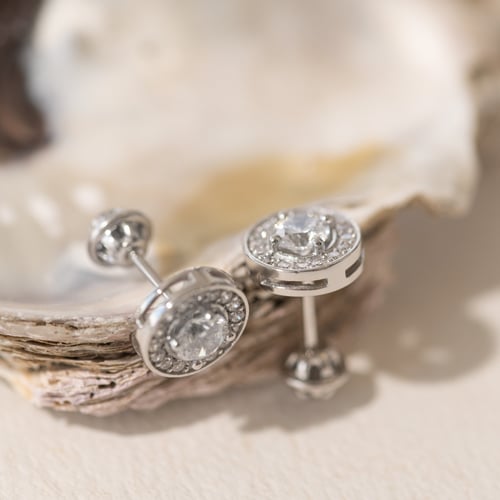 Halo náušnice s moissanitmi a lab-grown diamantmi Blair