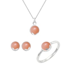 Zlatý set šperkov s cabochon broskyňovými mesačnými kameňmi Felicitas