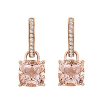 Zlaté náušnice 2v1 s morganitmi a diamantmi Margot