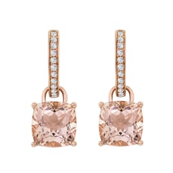 Zlaté náušnice 2v1 s morganitmi a diamantmi Margot