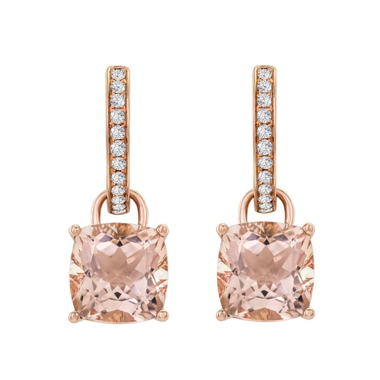 Kruhové zlaté náušnice so zavesenými morganitmi Margot