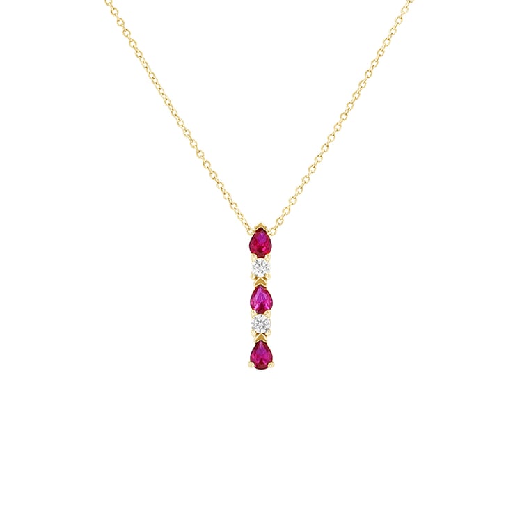 Elegantný náhrdelník s diamantmi a rubínmi zo žltého zlata 79692