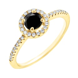 Halo prsteň s čiernym moissanitom a lab-grown diamantmi Kerau