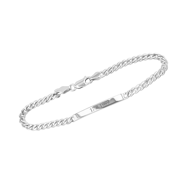 Strieborný panzer náramok s gravírom vašej voľby 124365