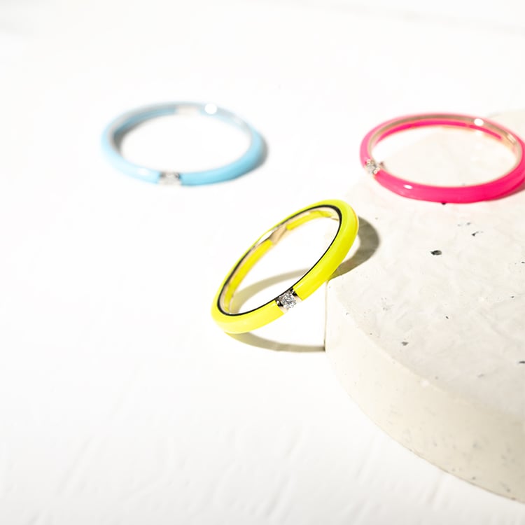 Žltý keramický prsteň s diamantmi Sancha 127555