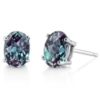 Zlaté náušnice s oválnymi alexandritmi Jalia