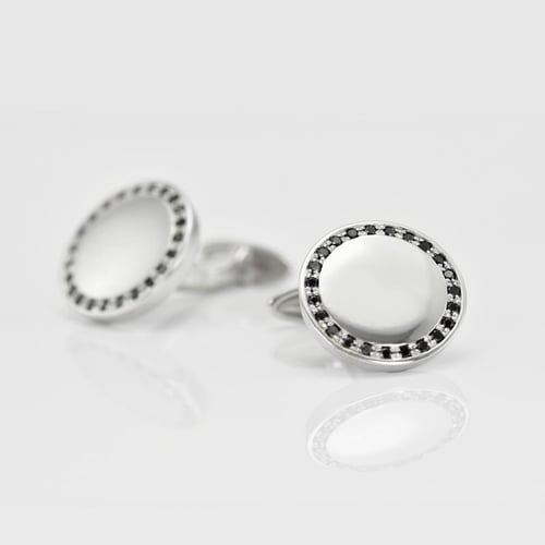 Platinové manžetové gombíky s čiernymi diamantmi Tanzy