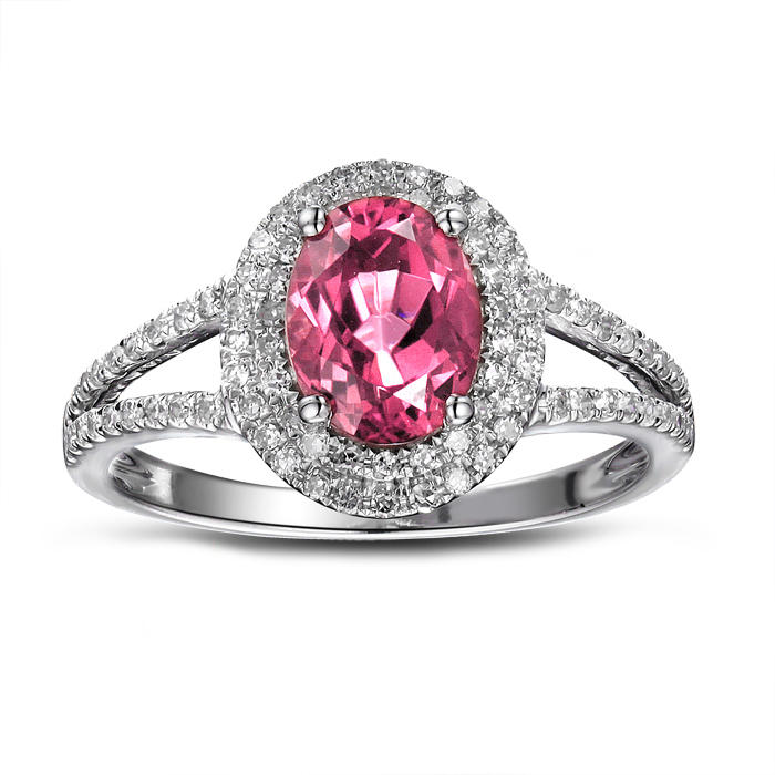 Prsteň s turmalínom a diamantmi 8458