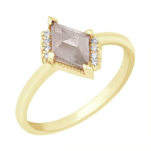 Prsteň lozenge so salt and pepper diamantom a lab-grown diamantmi Dalton