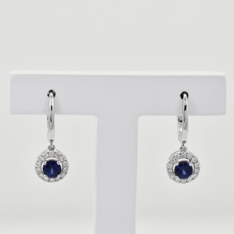 Zlaté visiace náušnice so zafírmi 28792