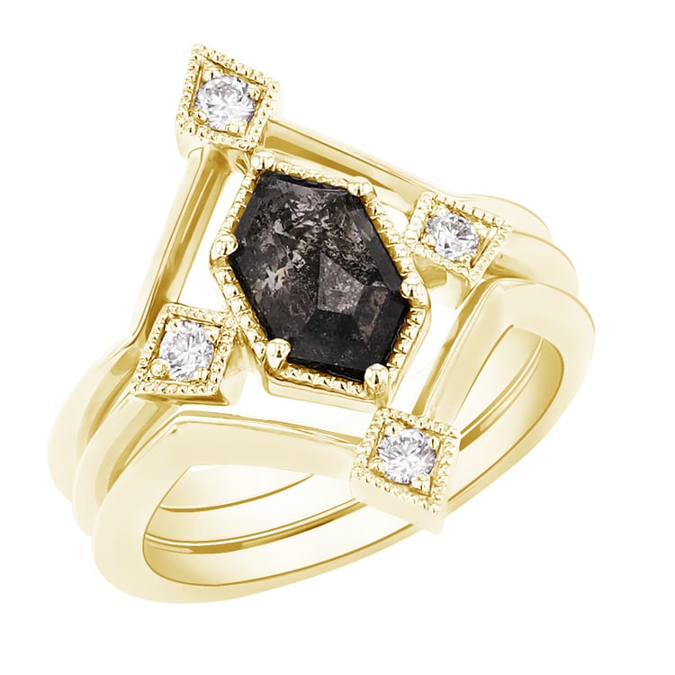 Set jedinečných prstenů so salt and pepper diamantom Manny 95940