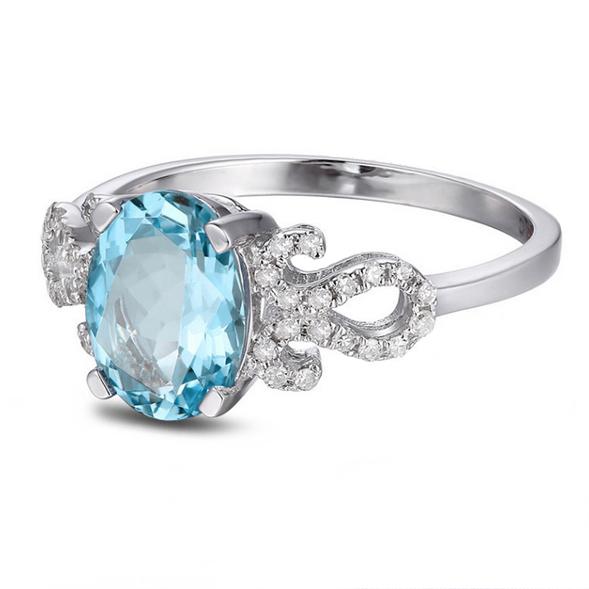 Zlatý prsteň s akvamarínom 6184