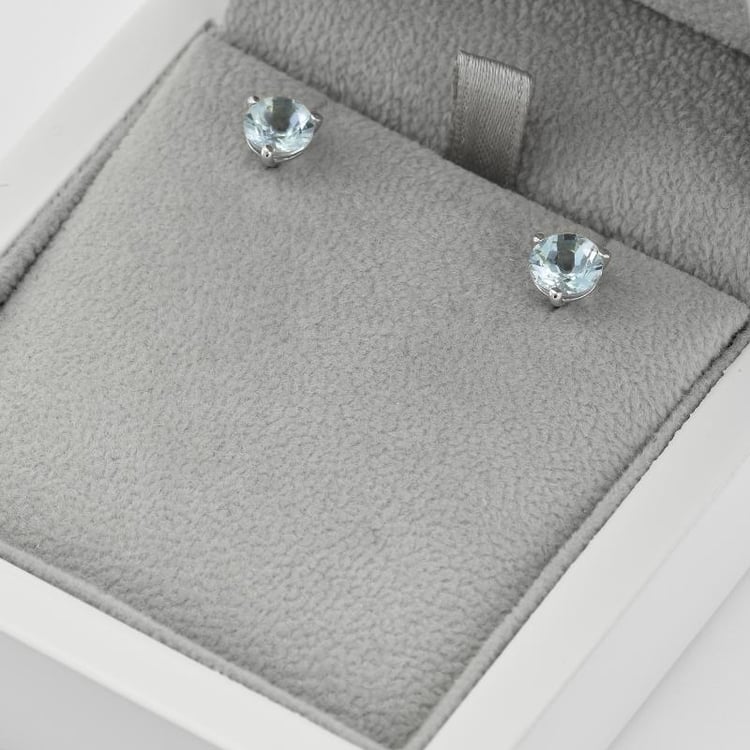 Náušnice z bieleho zlata s akvamarínmi 39137