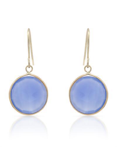 Zlaté náušnice s chalcedónom Caerula