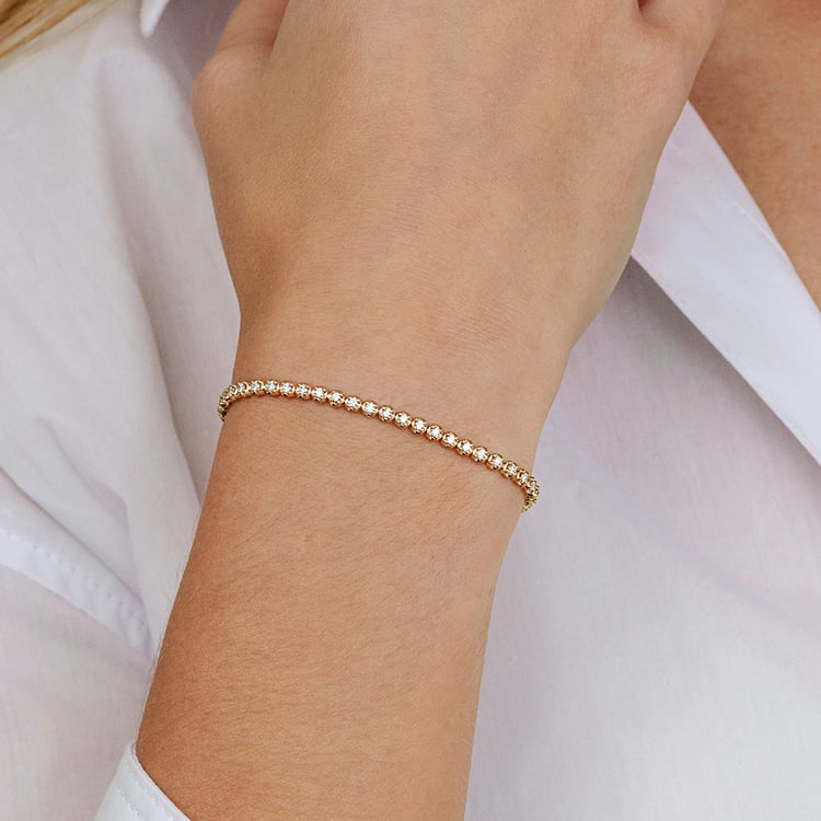 Zlatý tenisový náramok s lab-grown diamantmi Mia 163307