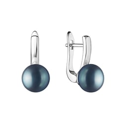 Strieborné visiace náušnice s čiernymi perlami Amerie