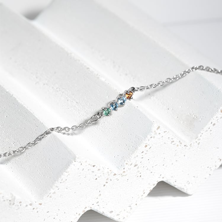 Strieborný náramok so 4 drahokamami Kaiya 125591