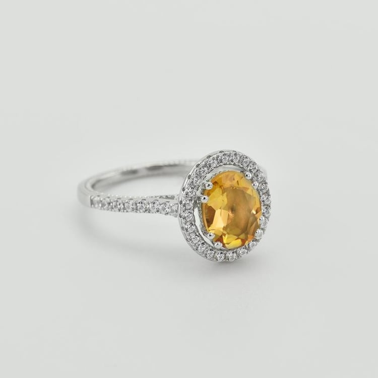 Prsteň s citrínom a zirkónmi 28921