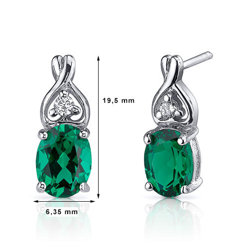 Strieborné smaragdové náušnice so zirkónmi 2277