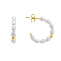 Strieborné kruhové náušnice s perlami Sazie