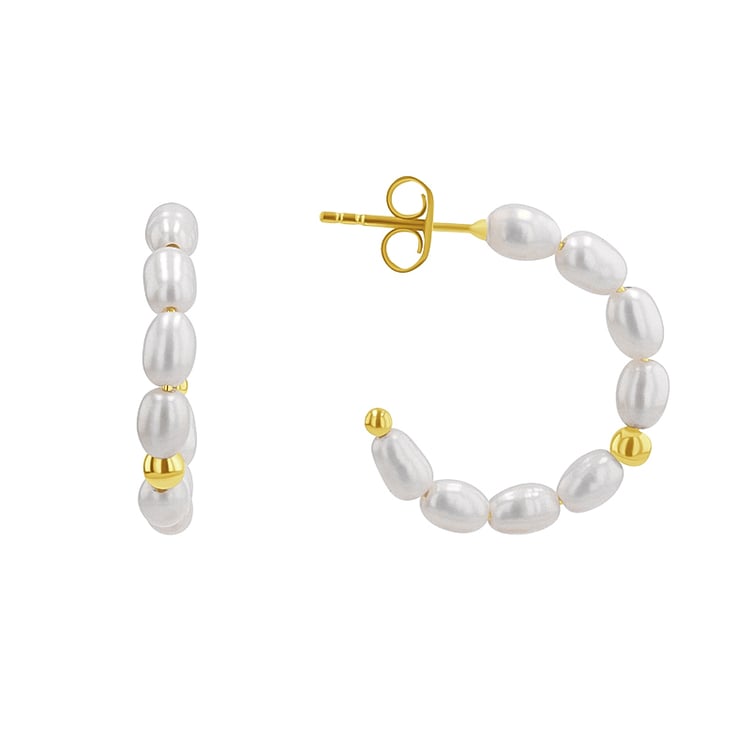 Strieborné kruhové náušnice s perlami Sazie