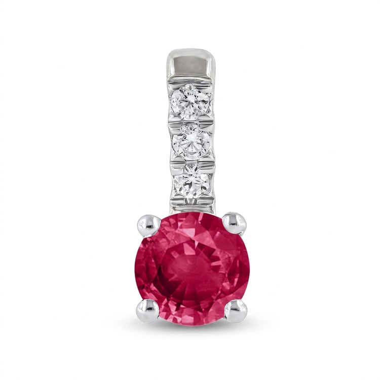 Romantický strieborný prívesok s rubínom a lab-grown diamantmi Wui 169419