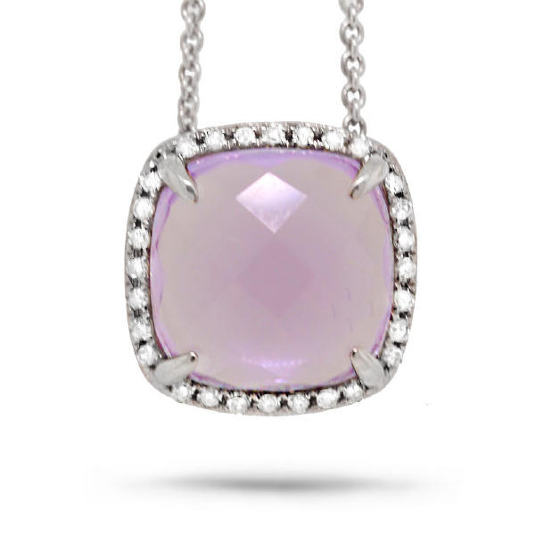 Diamantový náhrdelník s ametystom zlatý 2028