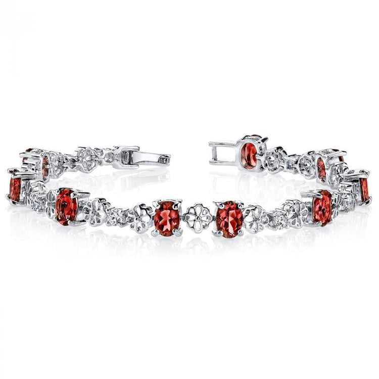Strieborný náramok s granátmi a zirkónmi
