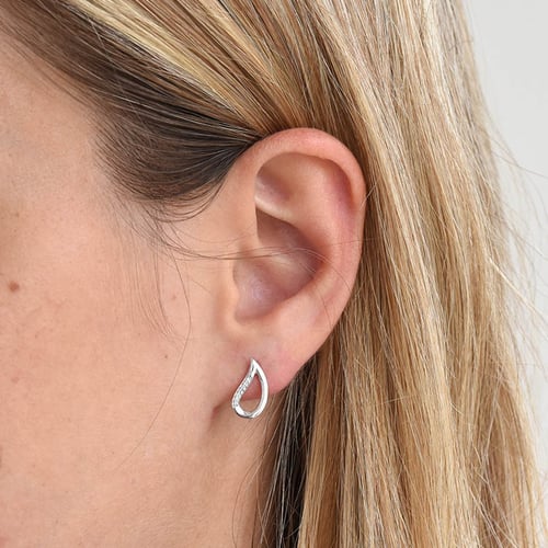Strieborné náušnice v tvare kvapek s lab-grown diamantmi Johanna