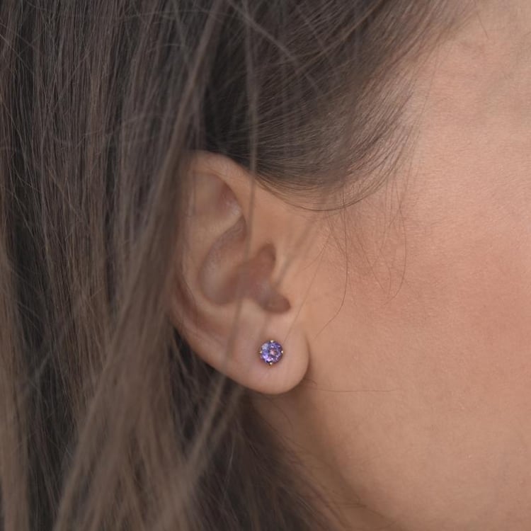 Zlaté napichovacie náušnice s ametystmi Abira 55325