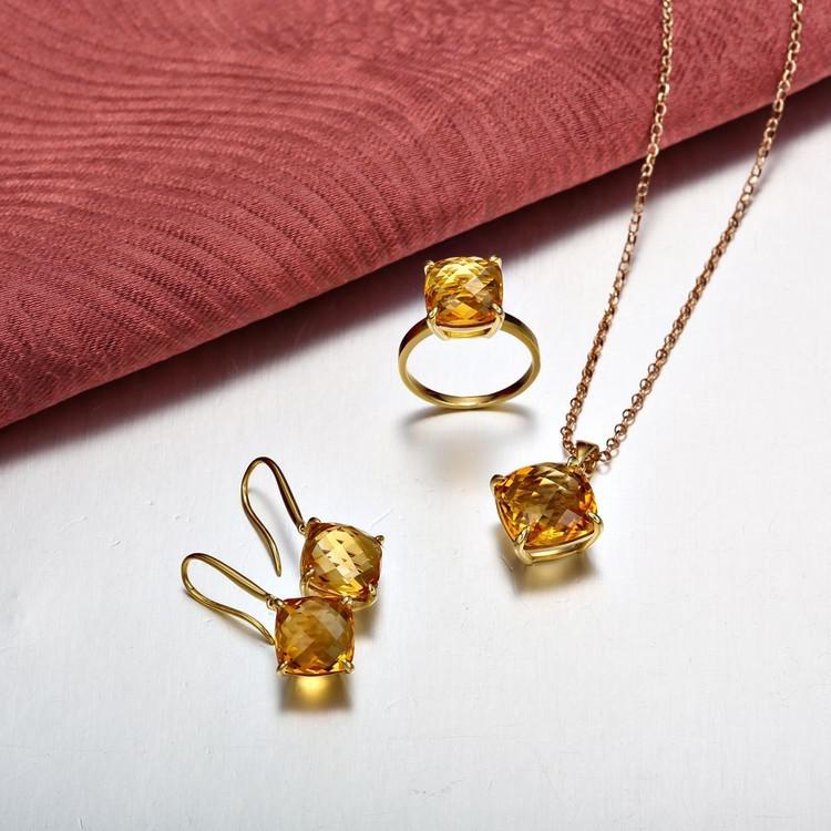 Zlatý náhrdelník s citrínom 4687
