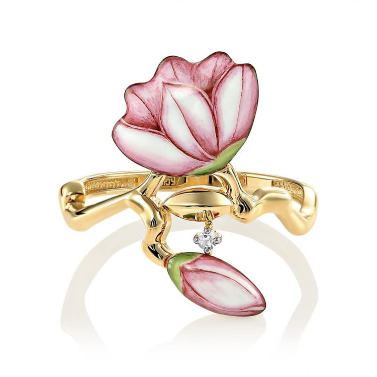 Zlatý prsteň s enamelom 42577