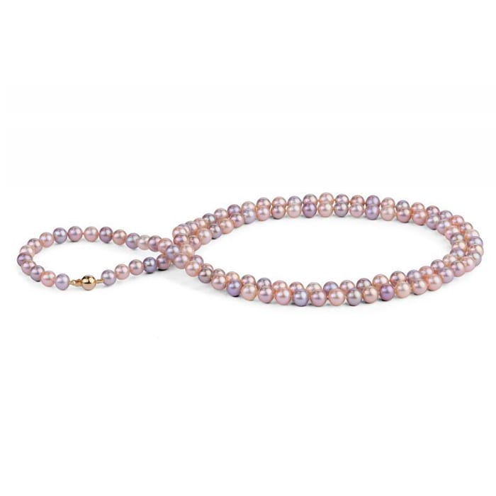 Zlatý náhrdelník s viac-farebnými 6-6.5mm perlami Athalf